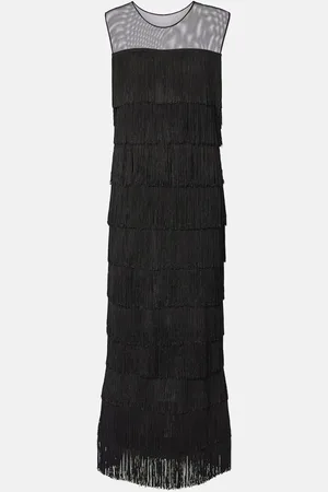 Norma Kamali Fringed tiered maxi dress