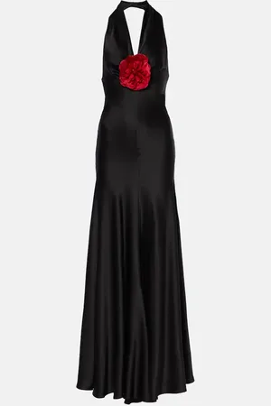 RODARTE Floral-appliquÃ© silk satin maxi dress