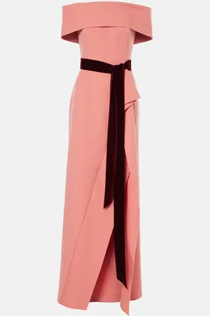 Oscar de la Renta Off-shoulder wool-blend gown