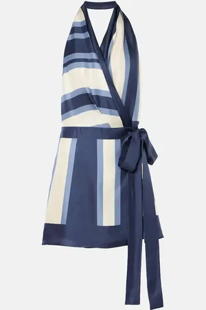 SIR Dazed printed silk wrap dress