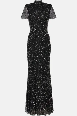 Self-Portrait Embellished mesh maxi dress