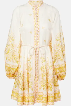 ZIMMERMANN Golden floral linen minidress