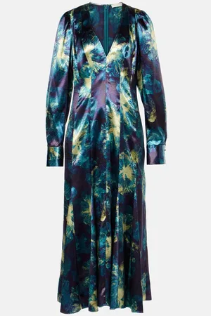 ULLA JOHNSON Azrou floral satin midi dress