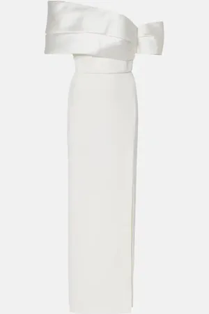 Solace Alexis twill and crÃªpe gown