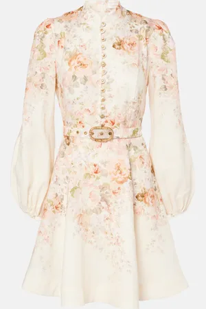 ZIMMERMANN Illustration floral linen minidress
