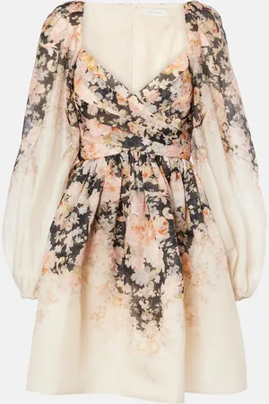 ZIMMERMANN Illustration floral linen and silk minidress