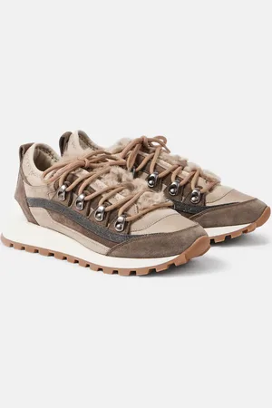 Brunello Cucinelli Monili suede-trimmed sneakers