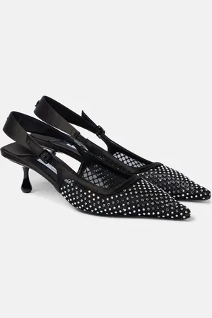 Jimmy Choo Amel 50 embellished mesh and satin pumps