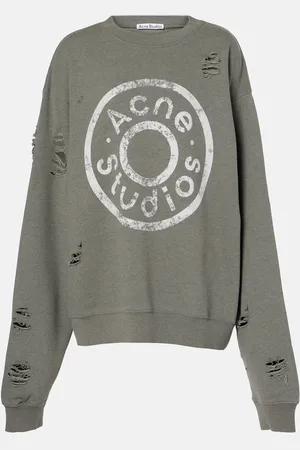 Acne Studios Logo distressed cotton-blend sweatshirt