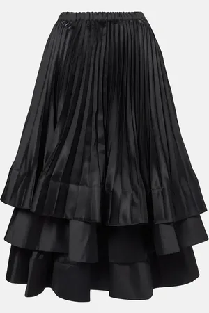 NOIR KEI NINOMIYA Tiered plissÃ© satin midi skirt