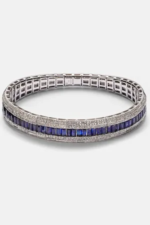 Shay Diamond Pave Scales Stretch 18kt white gold bracelet with sapphires and diamonds