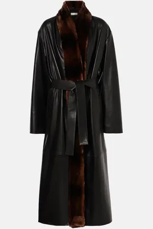 Nour Hammour Vivian shearling-trimmed leather coat
