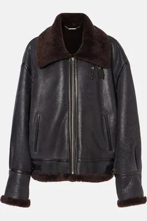 Nour Hammour Portia shearling-trimmed leather jacket