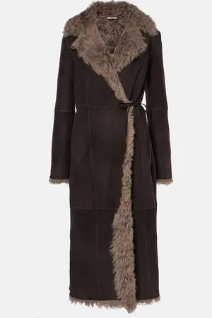 Nour Hammour Joni shearling-lined suede coat