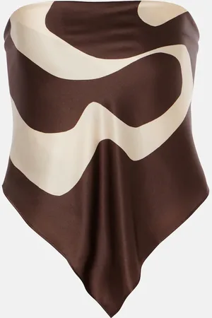 SIR Printed silk satin bandeau top