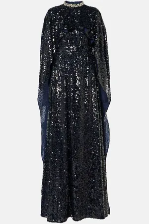 Erdem Sequined caped gown