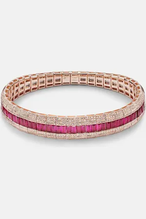Shay Diamond Pave Scales Stretch 18kt rose bracelet with ruby and diamond