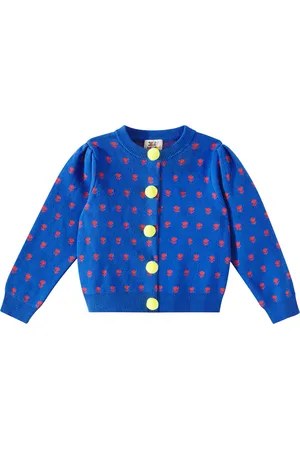 Jelly Mallow Pom Pom floral cotton jacquard cardigan