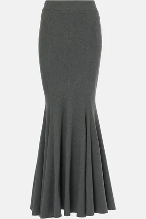 Norma Kamali High-rise cotton-blend maxi skirt