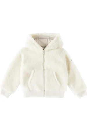 Moncler Logo faux shearling zip-up hoodie