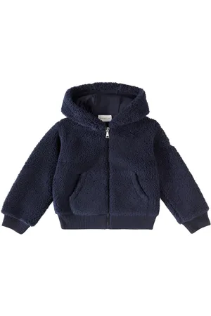 Moncler Logo faux shearling zip-up hoodie