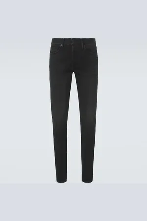 Tom Ford Leather-trimmed slim jeans