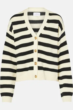 Velvet Elodie striped cotton and cashmere cardigan