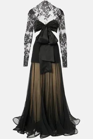 ZIMMERMANN Illustration Flounce lace-trimmed silk gown