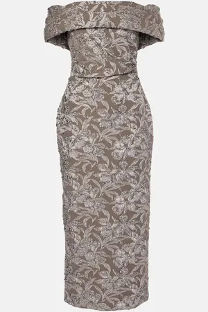 Oscar de la Renta Floral jacquard midi dress