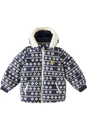 Mini Rodini Flowers faux fur-trimmed puffer jacket