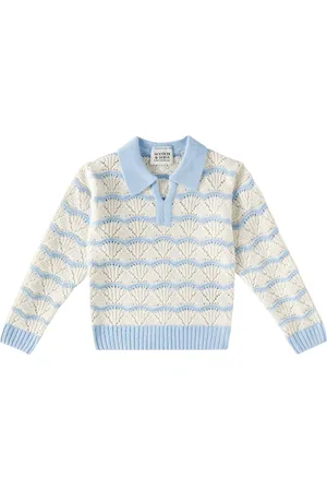 Scotch&Soda Striped pointelle polo swetaer