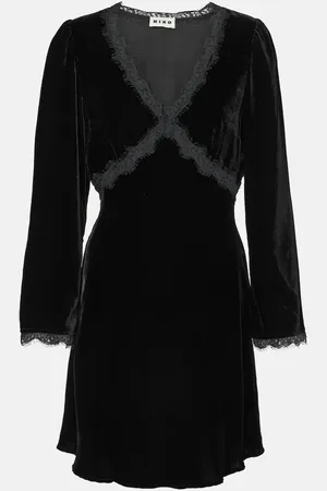 RIXO London Macie lace-trimmed velvet minidress