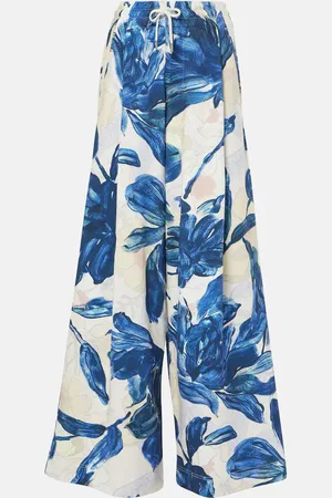 DRIES VAN NOTEN Floral cotton jersey wide-leg sweatpants