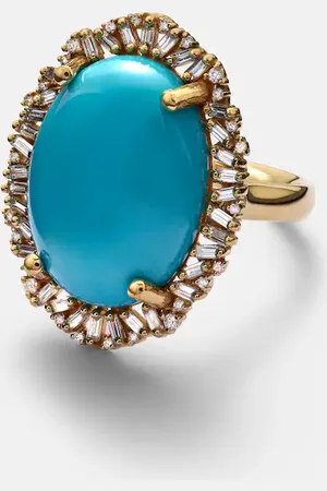 Suzanne Kalan 18kt ring with turquoise and diamonds