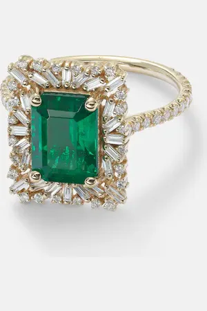 Suzanne Kalan 18kt ring with emerald and diamonds