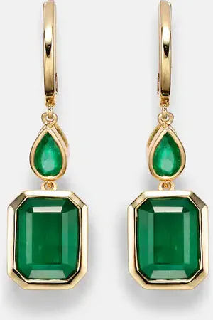 Shay Illusion 18kt drop earrings with emeralds