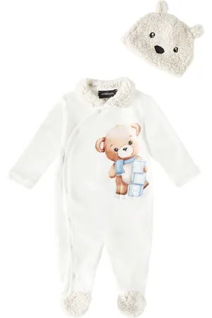 MONNALISA Baby printed cotton onesie and hat set