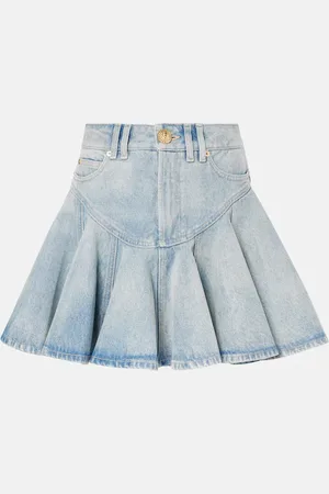 Balmain Pleated denim miniskirt