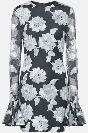 ROTATE Embroidered mesh minidress