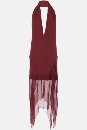 Salvatore Ferragamo Asymmetric silk georgette minidress