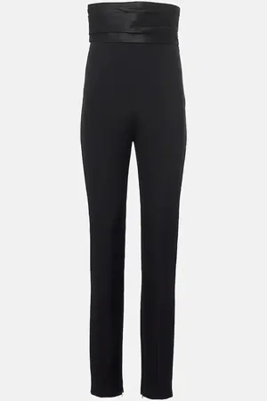 Khaite Lenro satin-trimmed high-rise slim pants