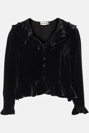 RIXO London Atlas ruffled velvet blouse