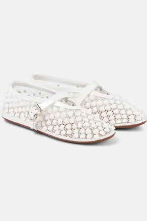 Alaïa AlaÃ¯a Studded leather-trimmed mesh ballet flats