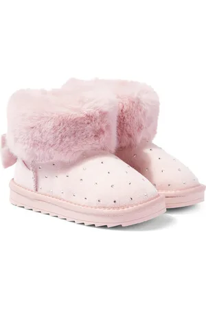 MONNALISA Embellished faux fur-trimmed boots