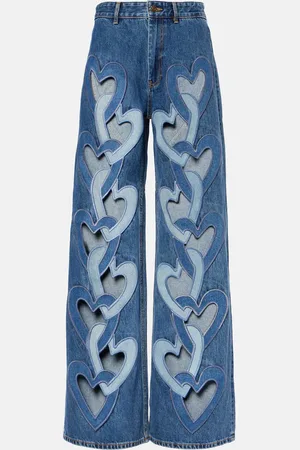 AREA Cutout high-rise wide-leg jeans