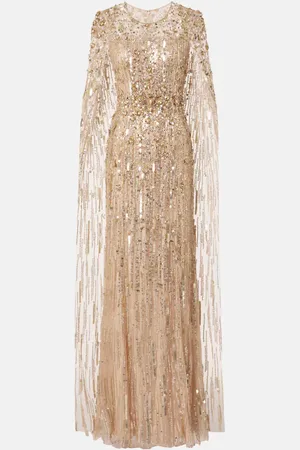 Jenny Packham Ruby sequined caped gown