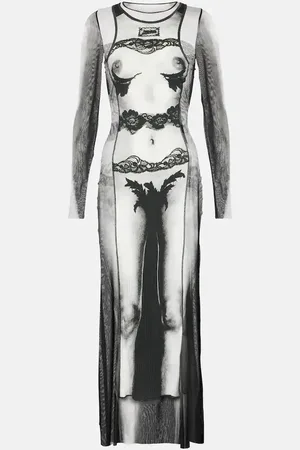Jean Paul Gaultier MariniÃ¨re striped mesh maxi dress