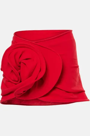 MAGDA BUTRYM Floral-appliquÃ© wool-blend miniskirt