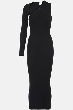 Courrèges CourrÃ¨ges Asymmetric ribbed-knit midi dress