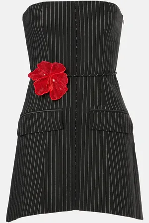 ROTATE Belted pinstripe top